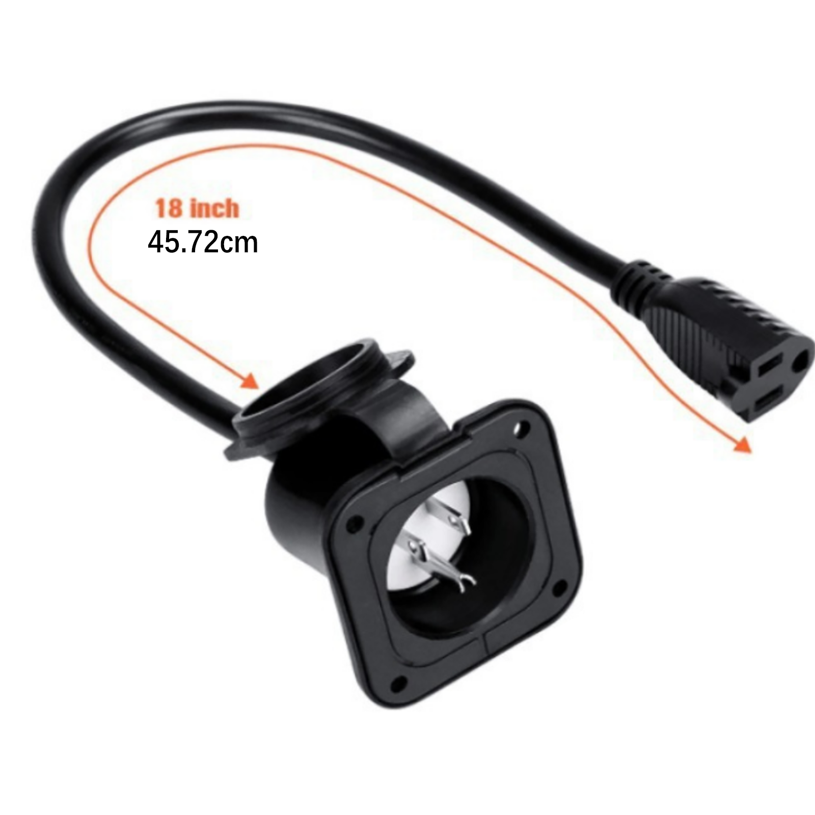 Snapklik.co : PAULINN 15 Ap 125V AC Power Inlet Port Plug W/Integrated Dual 18 Extension Cord