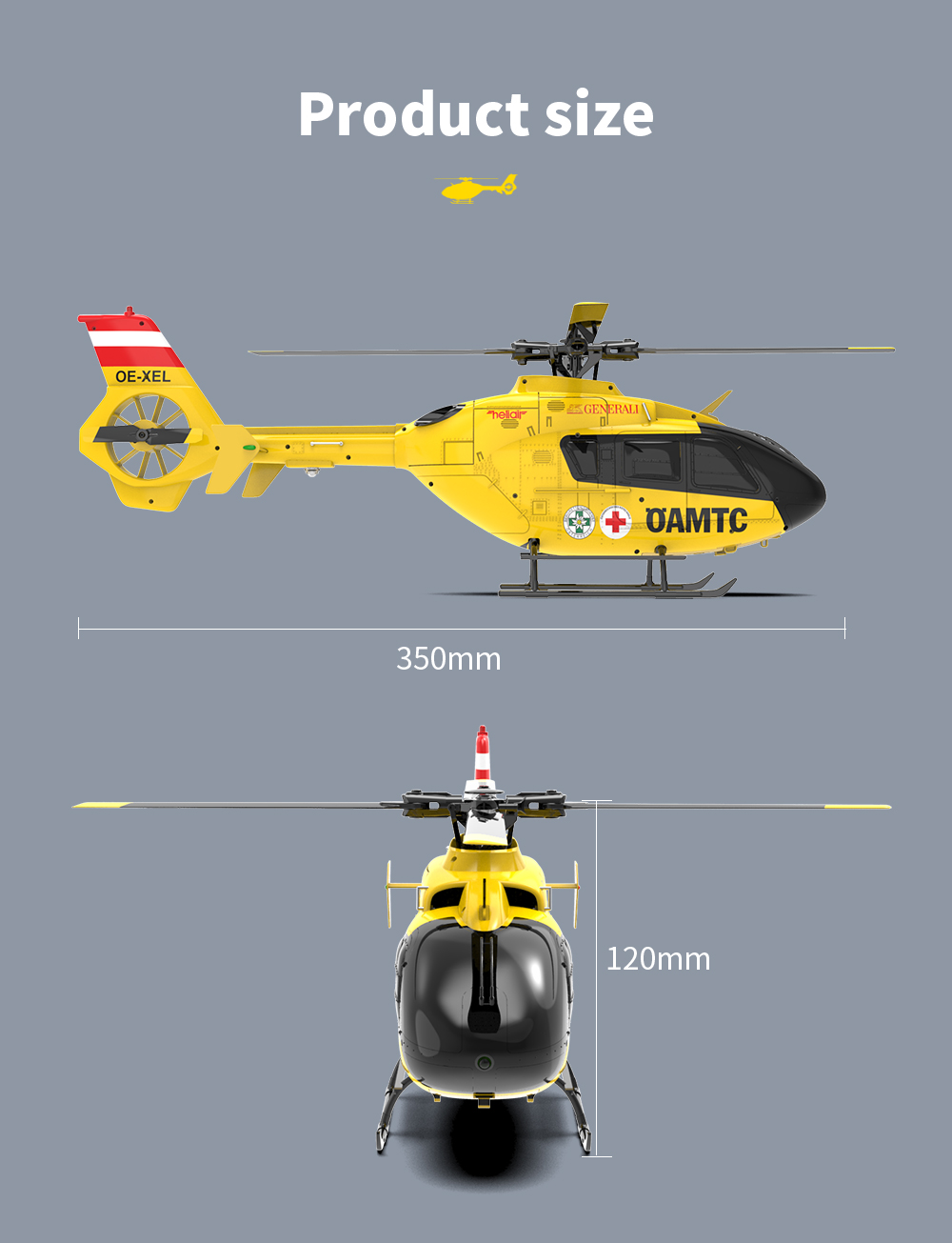 YXZNRC EC135 RC Helicopter 6-axis Gyro 6CH 1:36 Flybarless