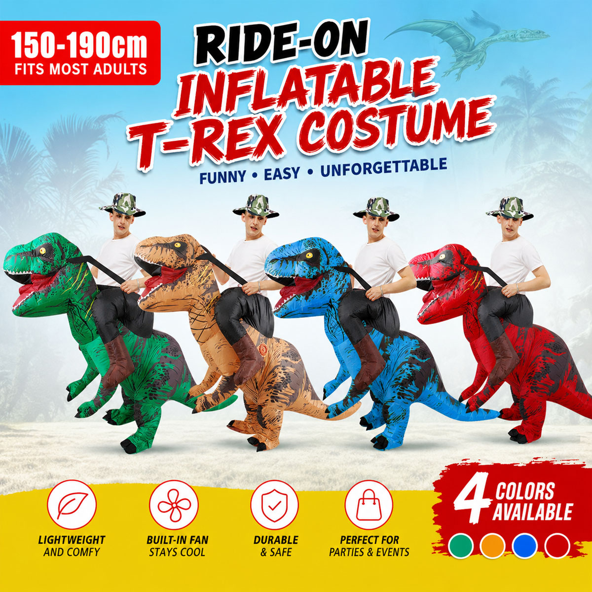 Adult T-Rex inflatable dinosaur costume