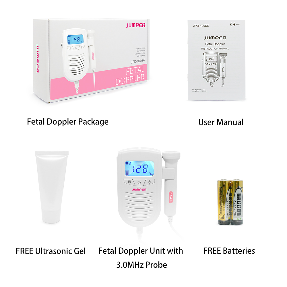 Jumper 3.0MHz Fetal Doppler Baby Sound Ampifier Heartbeat Monitor FDA