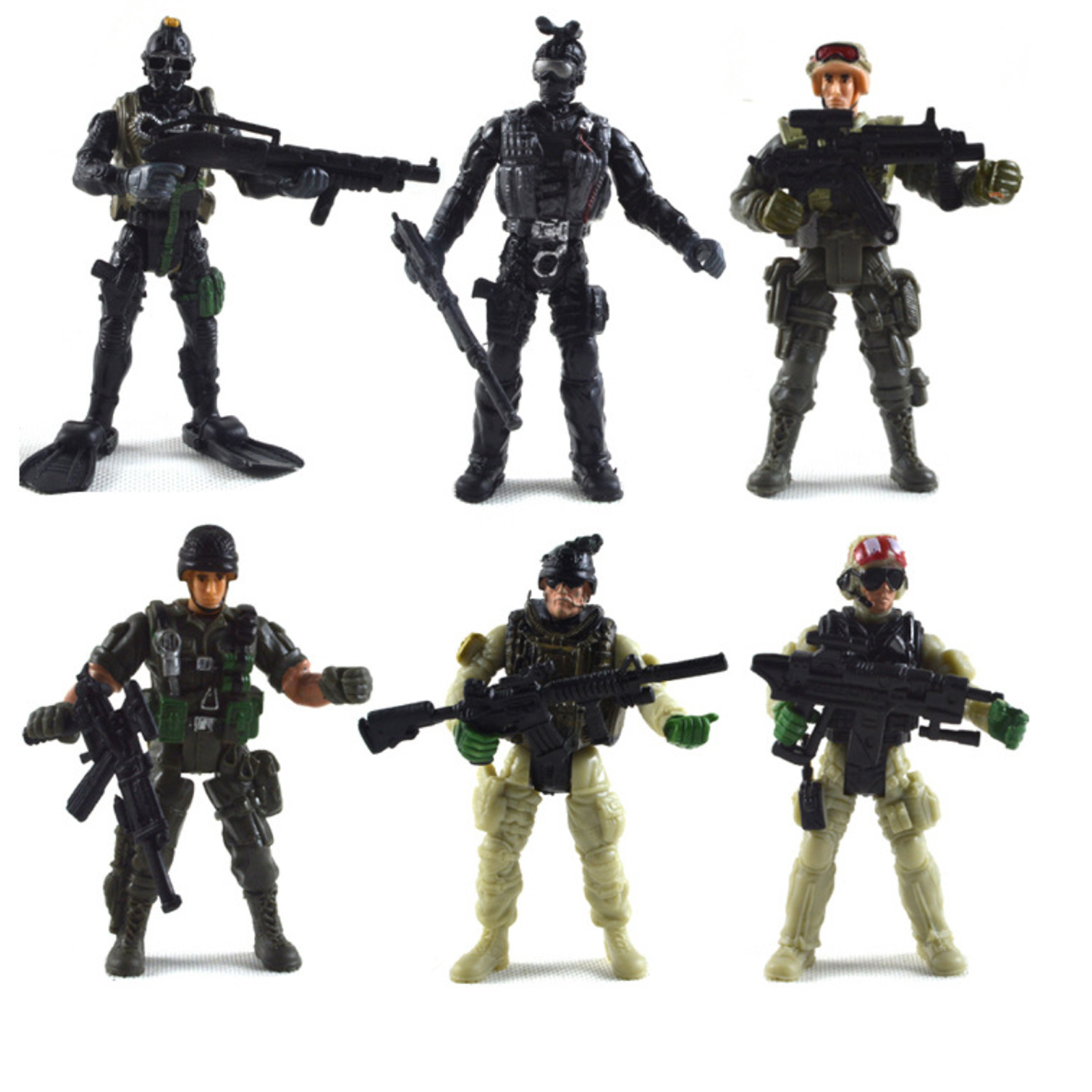 6Pack 1/18 Plastic Special Force Action Figures 10cm Army Men