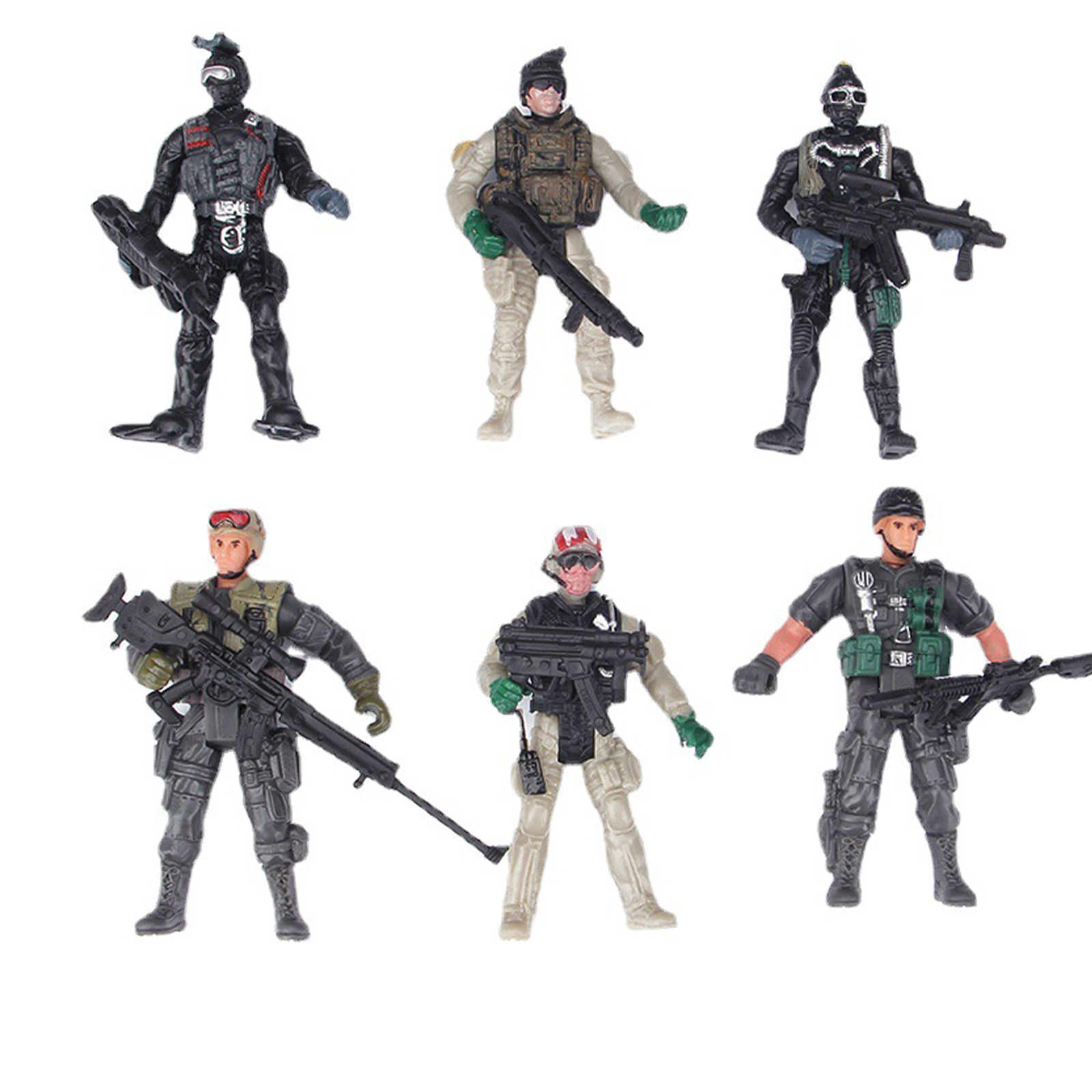 6Pack 1/18 Plastic Special Force Action Figures 10cm Army Men
