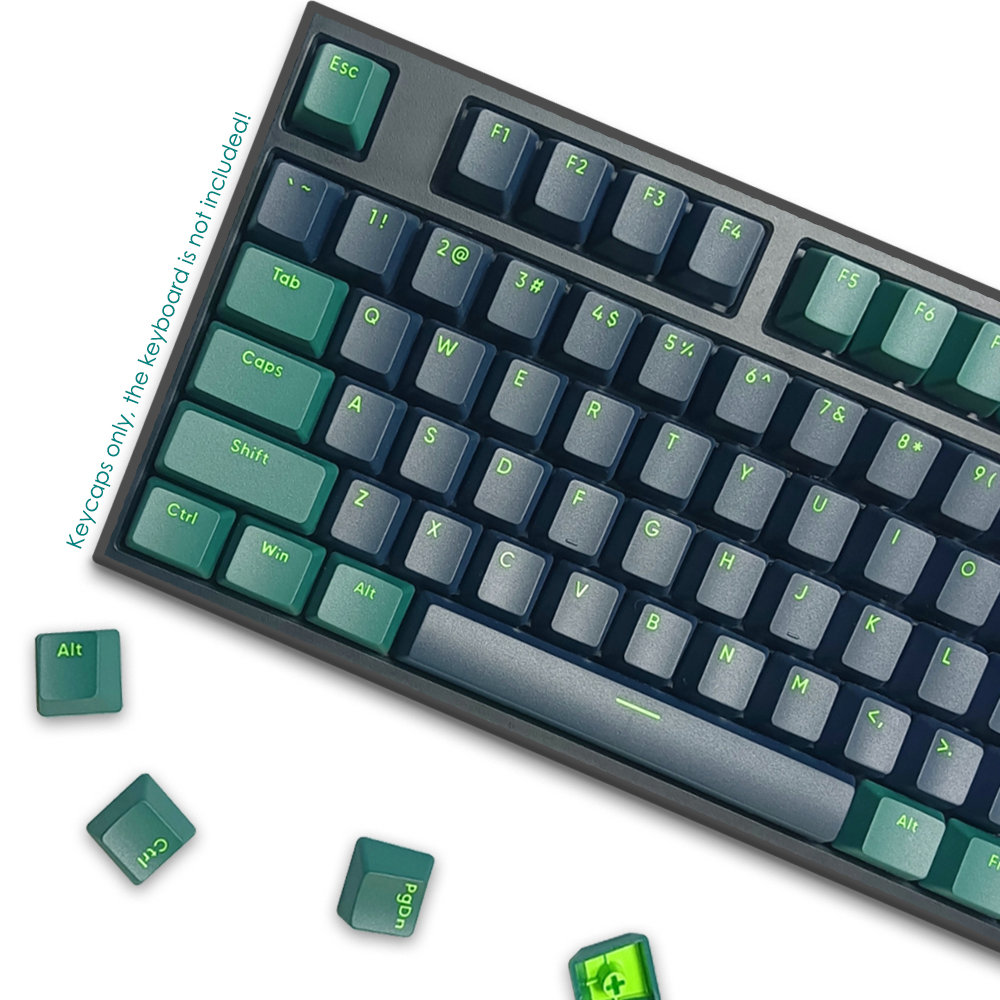 Black Green PBT Doubleshot Keycap Set Sound Waves GMK Copy for