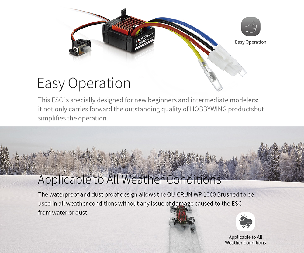 HobbyWing QuicRun 1060 60A Brushed ESC Speed Controller For 1:10