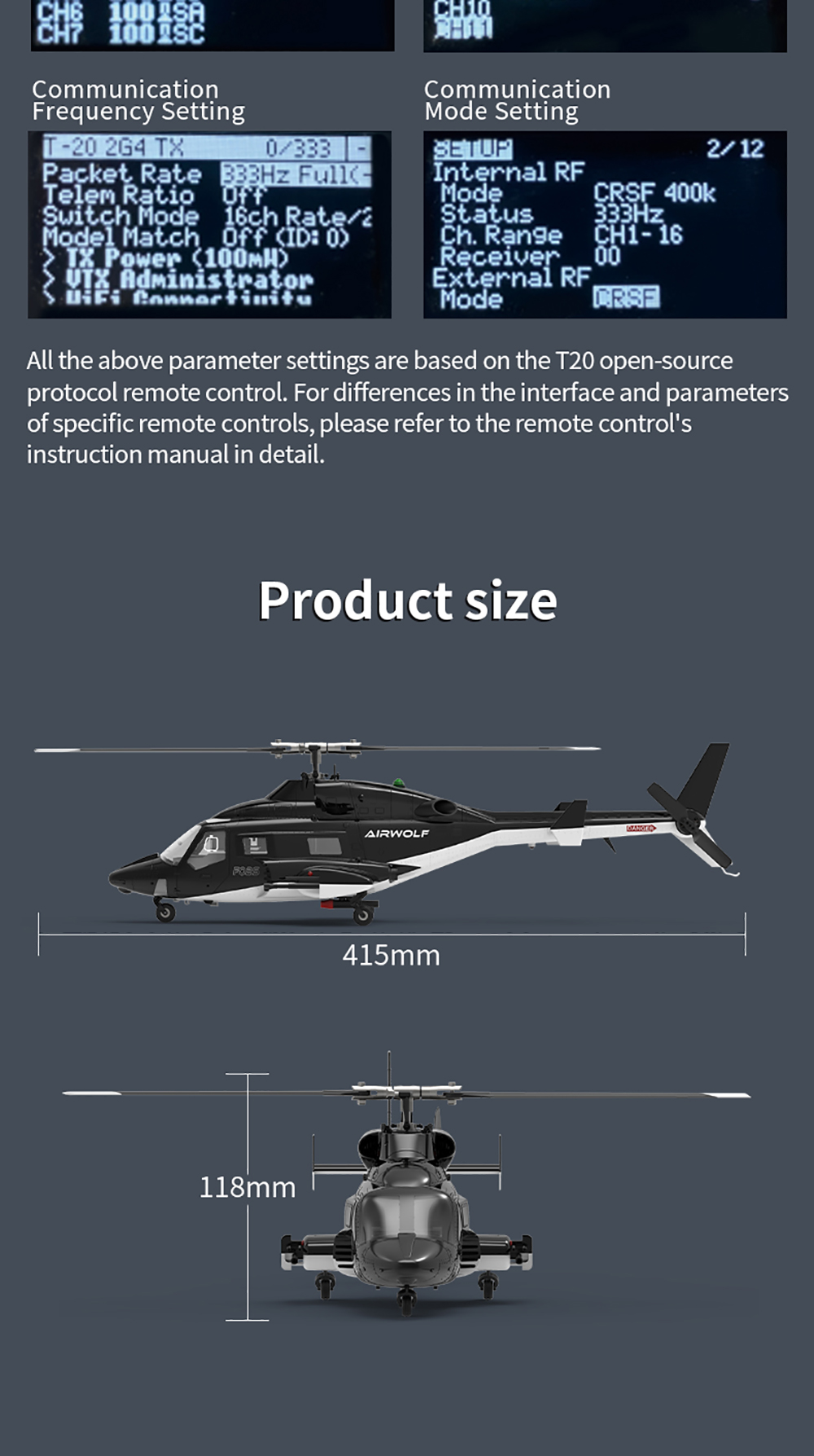 YUXIANG RC Helicopter Airwolf 1:34 9CH 2.4G Optical Flow