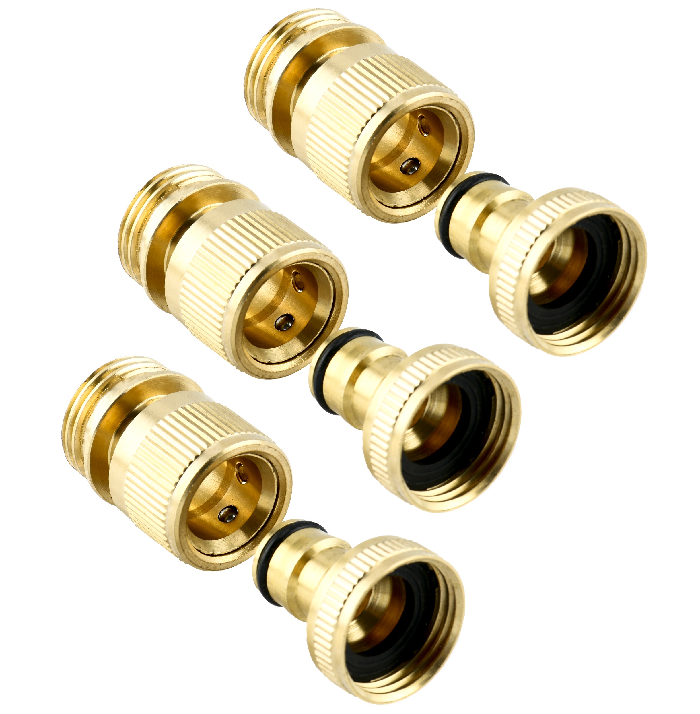 3 Sets Male and Female 3//4/" Garden Hose Quick Connector Brass Connect Fitting