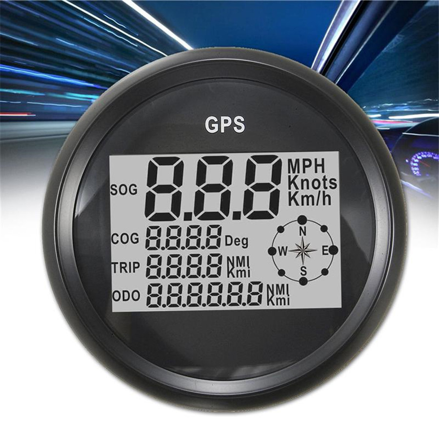 85mm Universal Car Mph Sog Cog Odo Trip Meter Gps Lcd