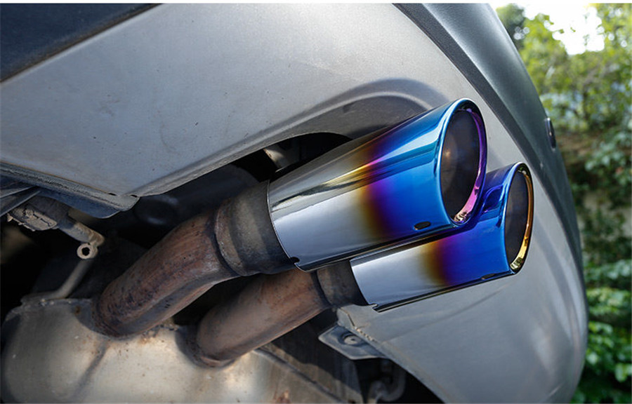 Pair Grilled Blue Stainless Steel Car Exhaust Pipe Tip For BMW E90 E92