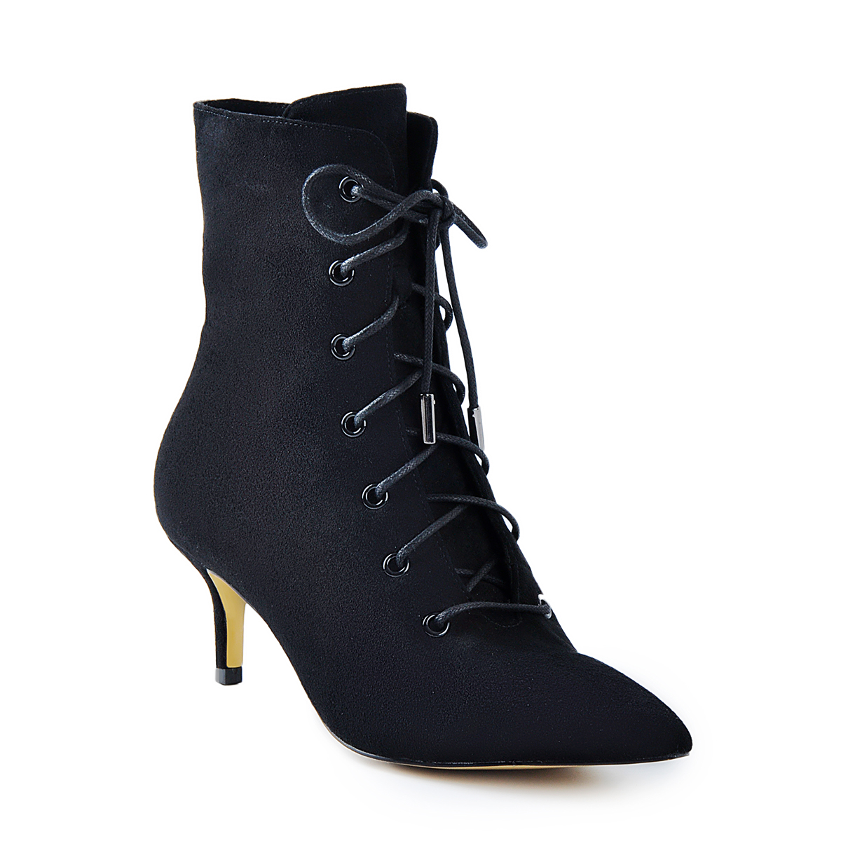 low heel lace up bootie