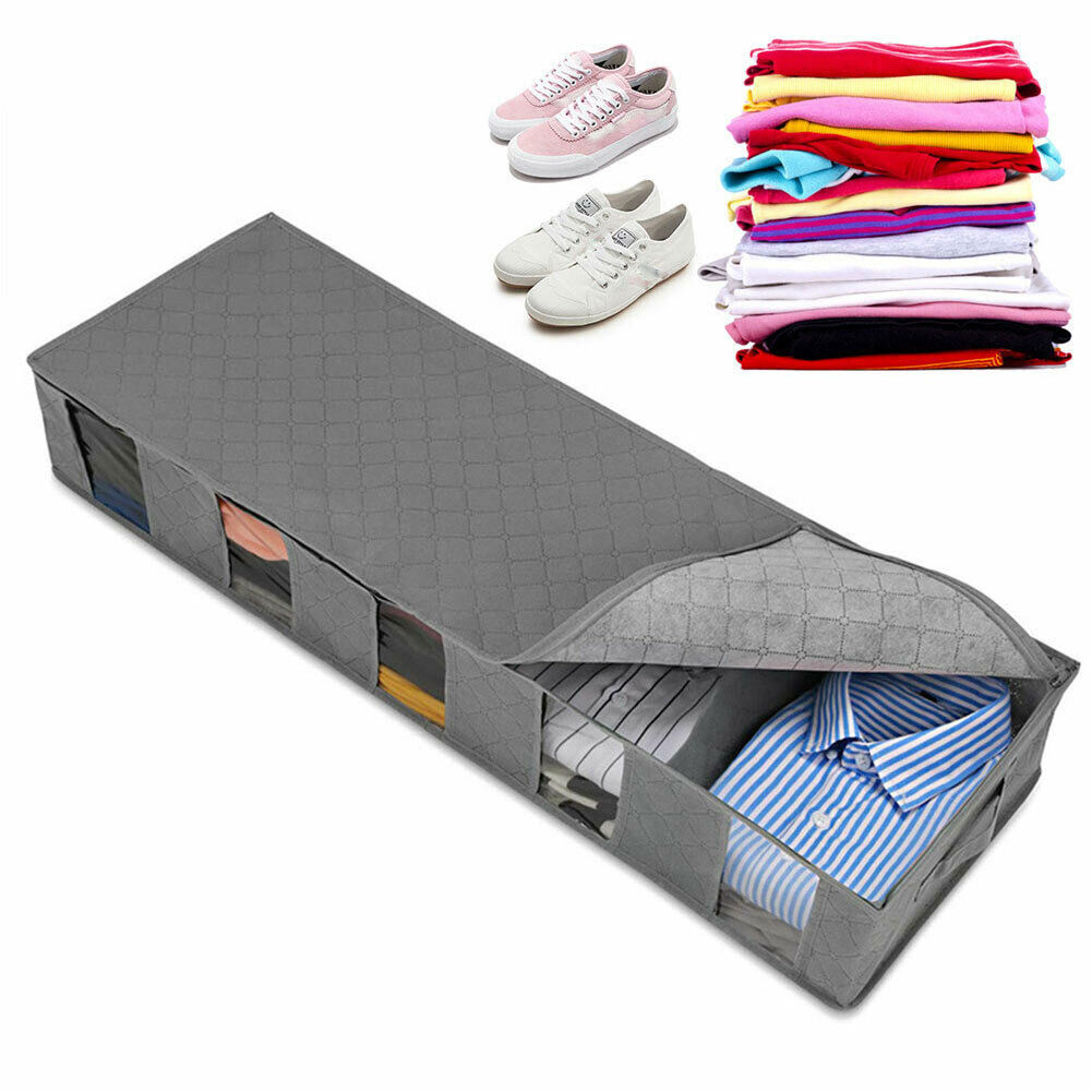 5Compartments Under Bed Storage Bag Larges Capacity Clothes Shoes Organizer Boxs