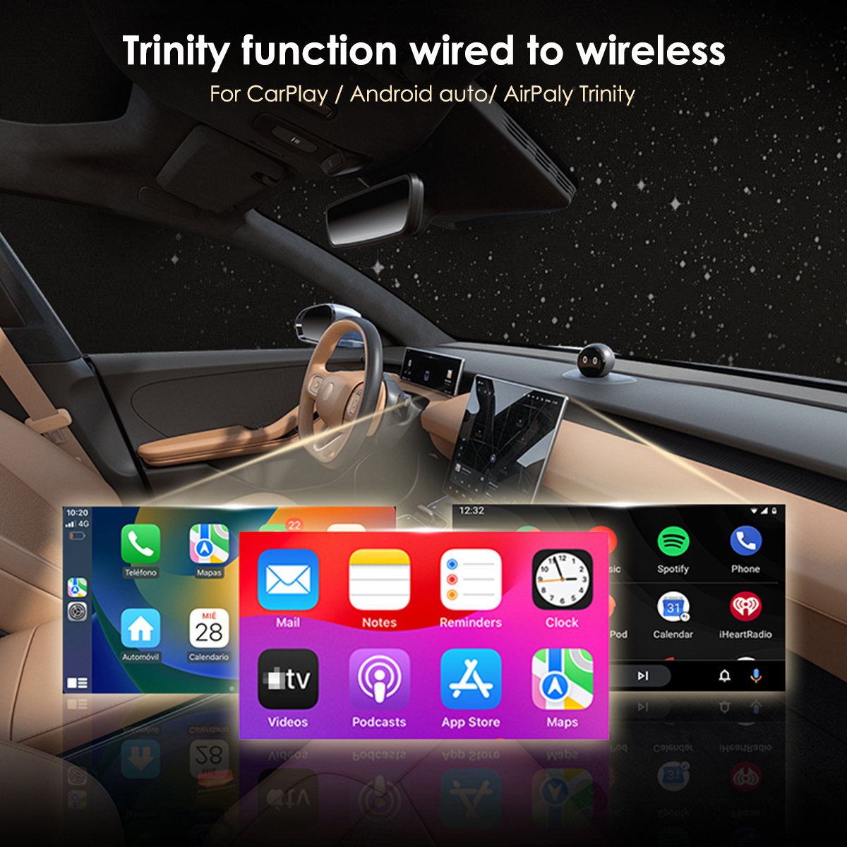 2026 Mini 3IN1 Wireless For Carplay & Android Auto & Mirror Link
