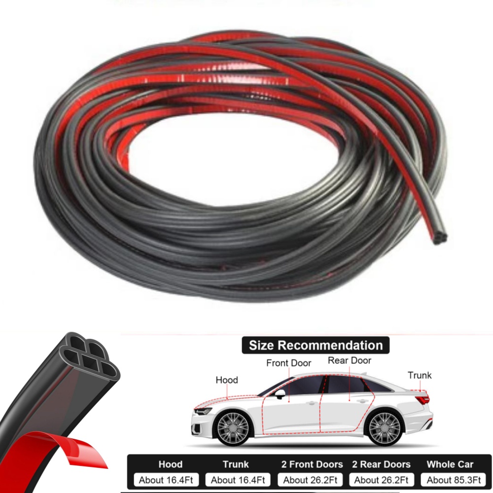 Universal Car Door Rubber Seal Strip 32.8 Feet - Self-Adhesive Soundproof Weather Stripping
