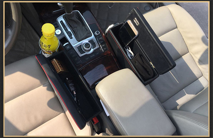 Car Seat Console Side Armrest Storage Box Coin Phone Organizer With Creative Car Armrest Storage Box Pu Leather Seat Side Multi Functional Console Gap Filter Organizer With Coin Collector And Cup Holder