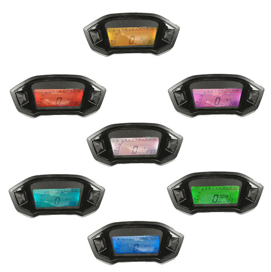 1X 7-Color Motorcycle ATV LCD Digital Speedometer Odometer＋Speed Sensor N-5 Gear