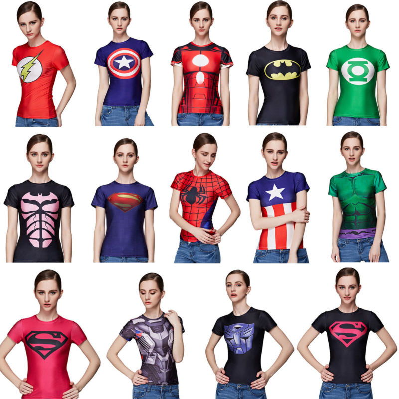 Superhero Marvel T-shirts Pants Gym Sport Men Women Compression Fitness Costume