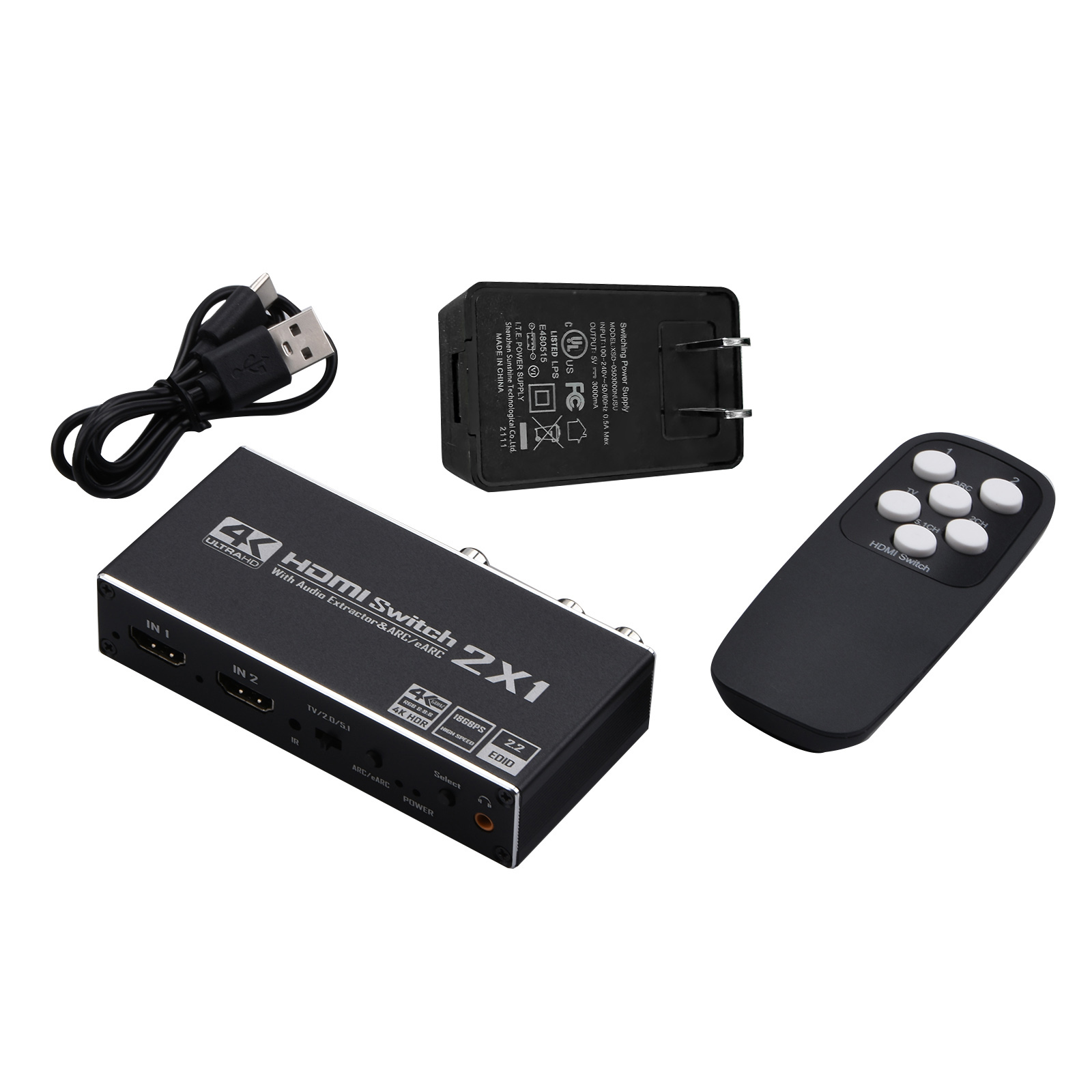 HDMI Audio Extractor Splitter 4K 2 In 1 Out HDMI ARC Audio