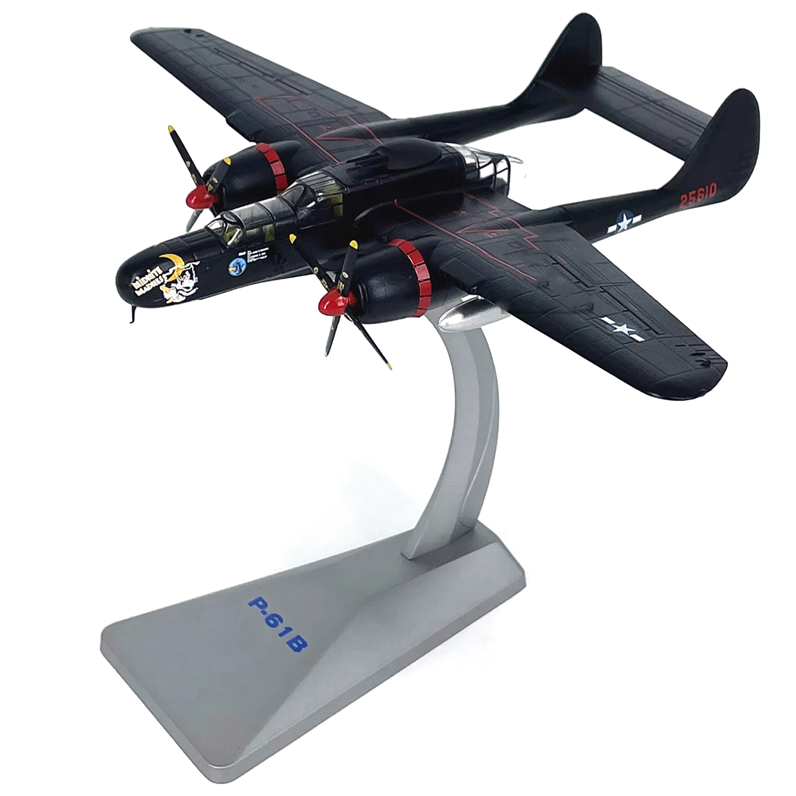 アメリカ陸軍 1/72 P-61 Black Widow ジオラマ 完成品 1/72 Scale WWII USA Air Force P-61B Black Widow Fighter Plane