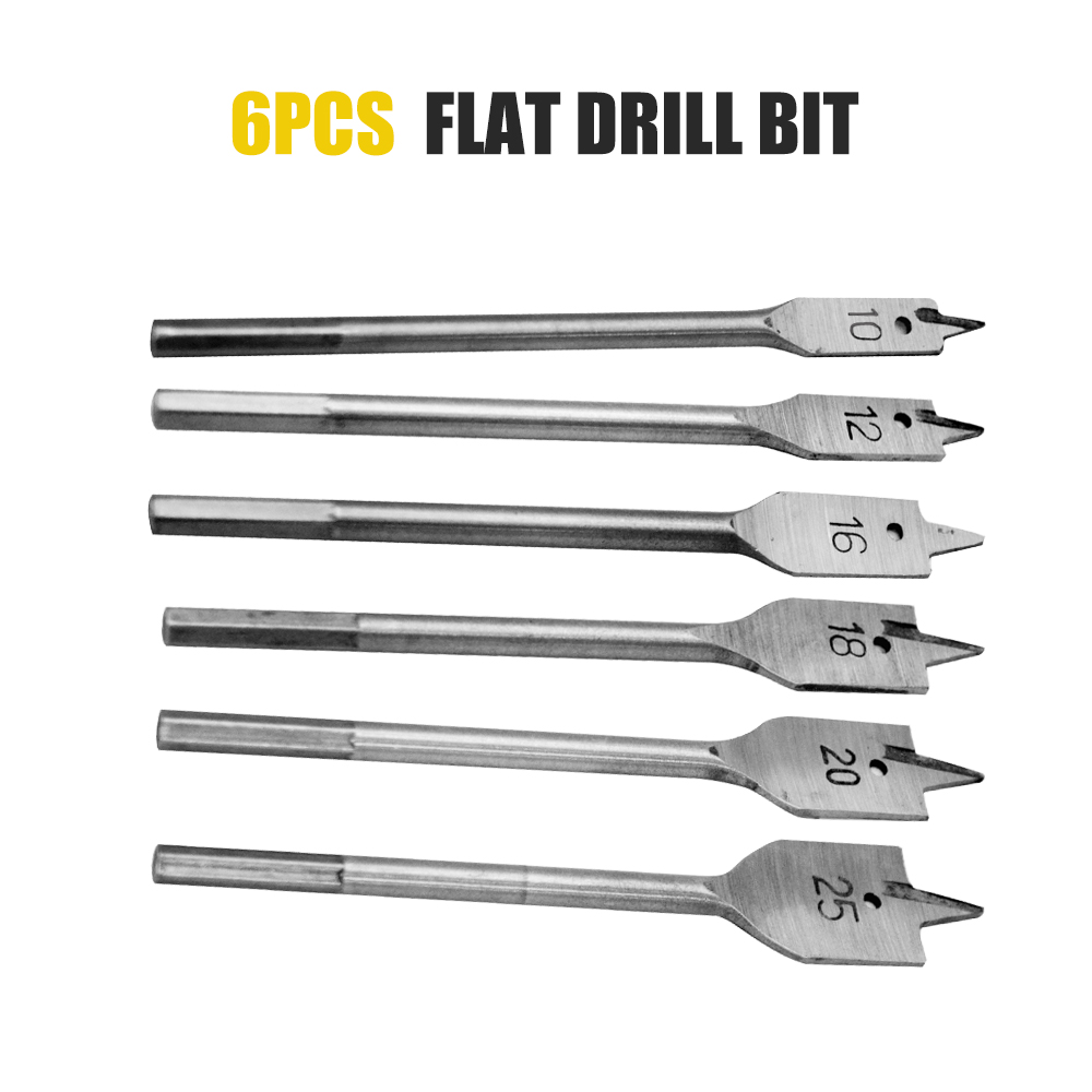 HIGH QUALITY Spade Drill Bits Set Selfcut Flat Wood Hole Cutter Bit 7 Piece Tool