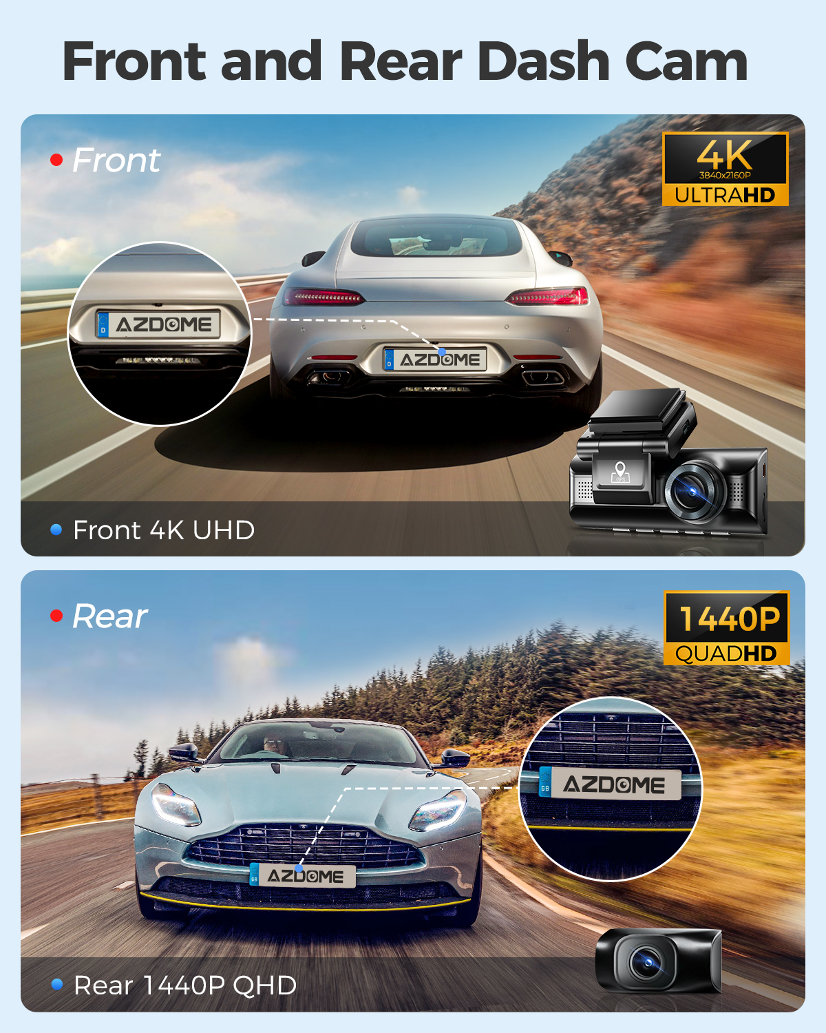 AZDome M550 Pro 2CH 4K Wifi GPS 64gb dashcam – | dashcam experts
