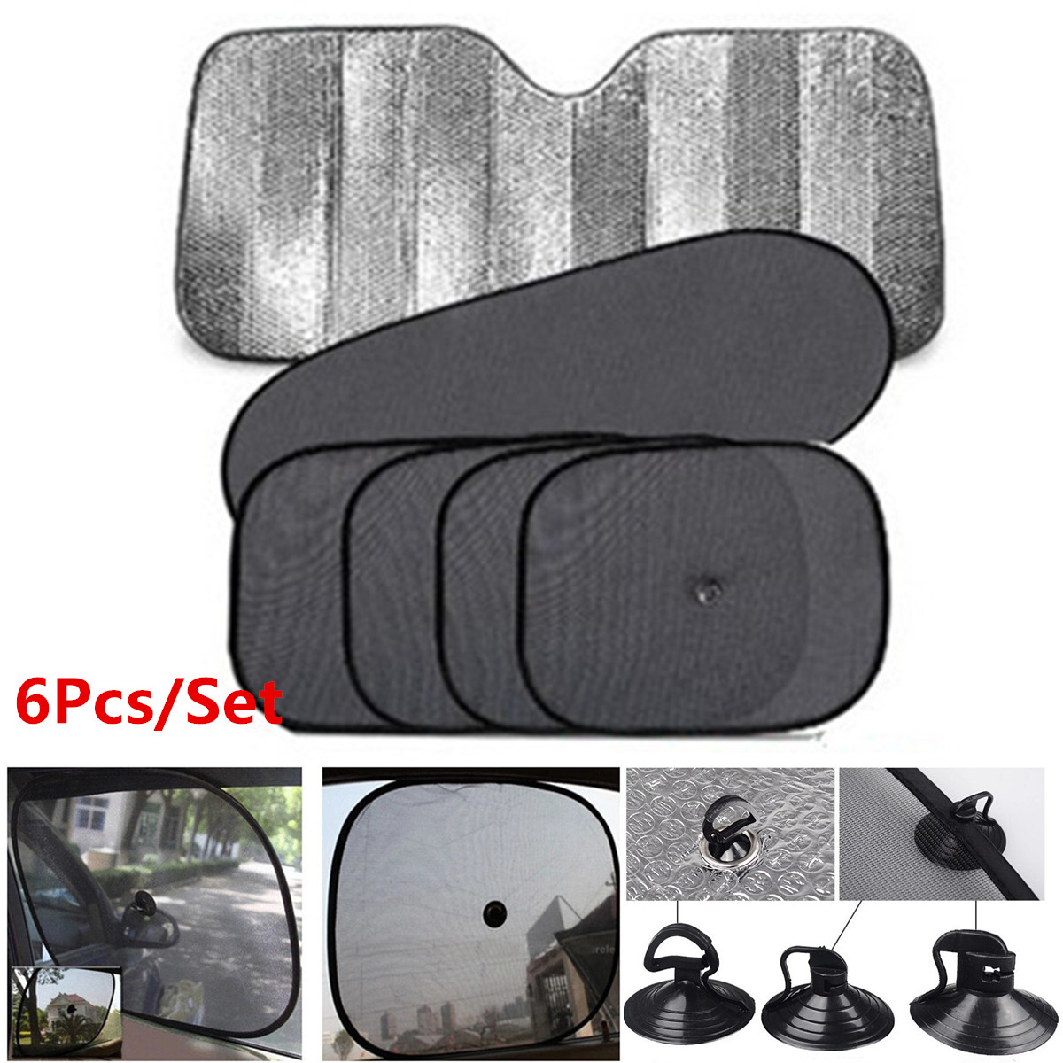 Universal 6Pcs Aluminum Foil Car Sun Shade UV Protect Sunshade Window Solar Film