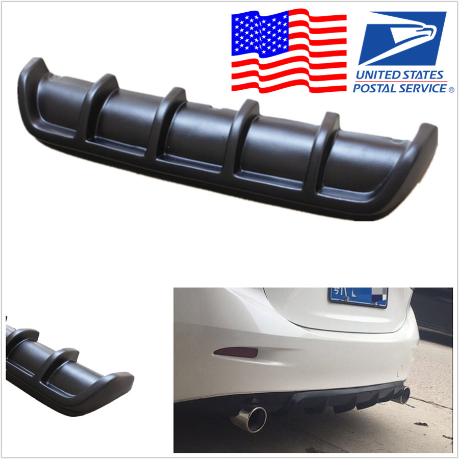25/"x5/" Matte Black Universal Car Rear Shark Fin Curved Bumper Lip Diffuser Kit