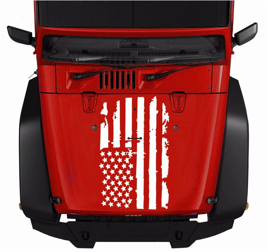 Large Size USA Flag Style White Vinyl Graphics Decal Sticker For Car Truck Hoods