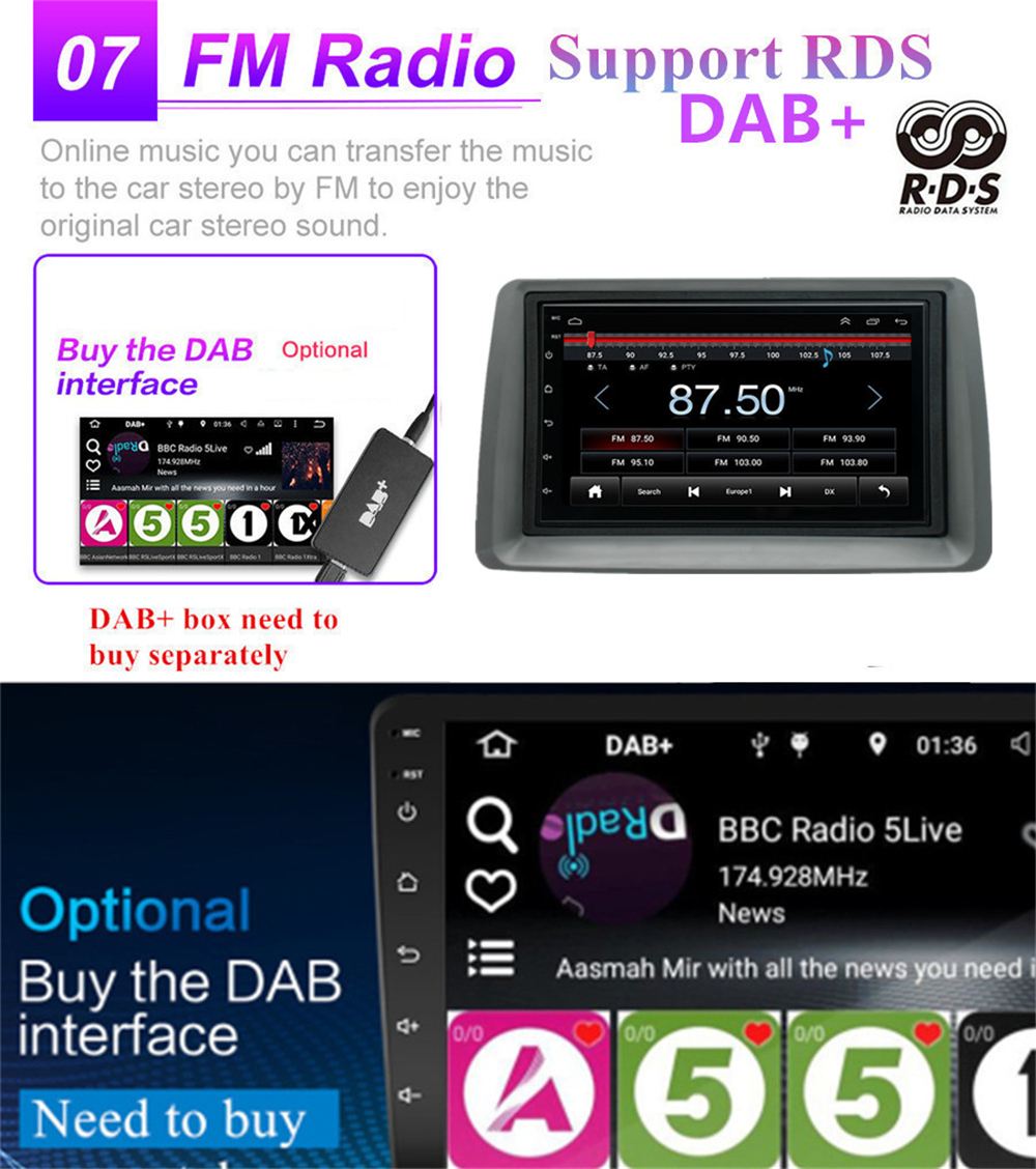 Autoradio per FIAT Panda 2a [ANDROID] - 2Din 7Pollici, Bluetooth,  Navigatore, Radio RDS, Touch, USB, Wifi