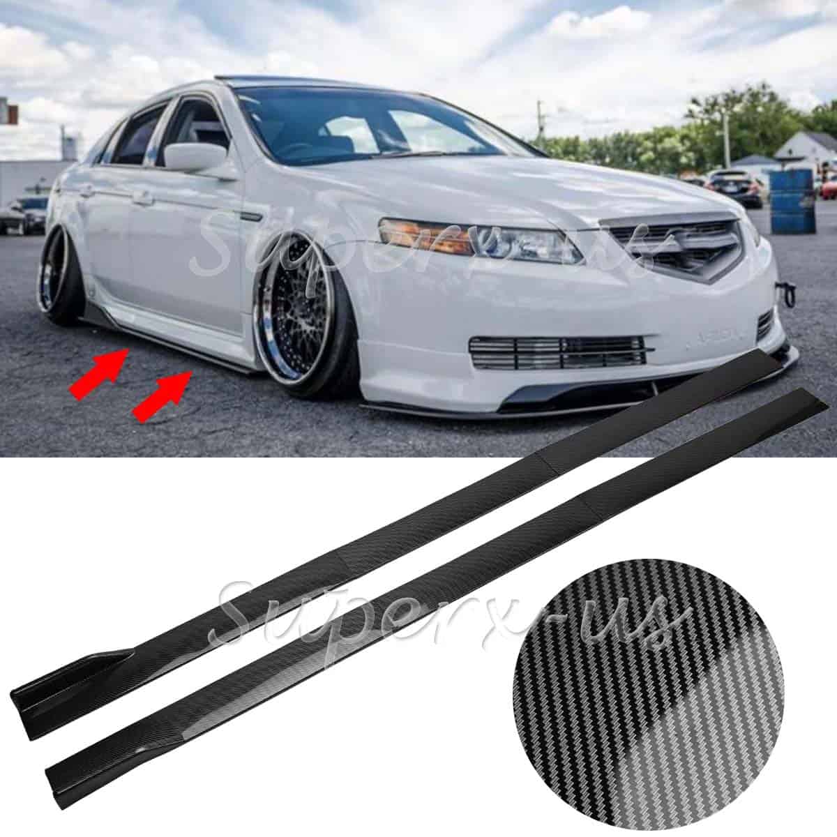 For Acura TL 2000-2014 78.7'' Carbon Fiber Side Skirt Extension