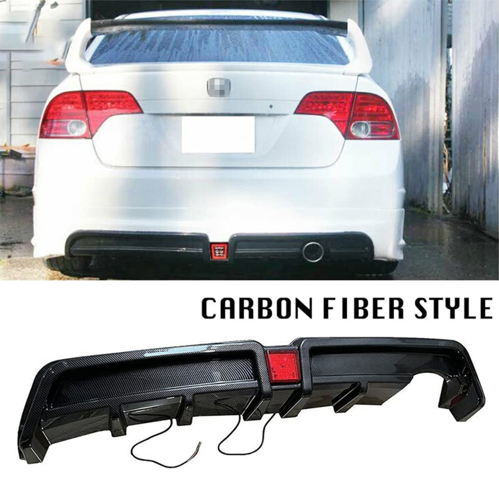 Fits 13-15 Honda Civic Sedan Mugen RR Rear Bumper Diffuser 3rd LED Brake Light E - Foto 4