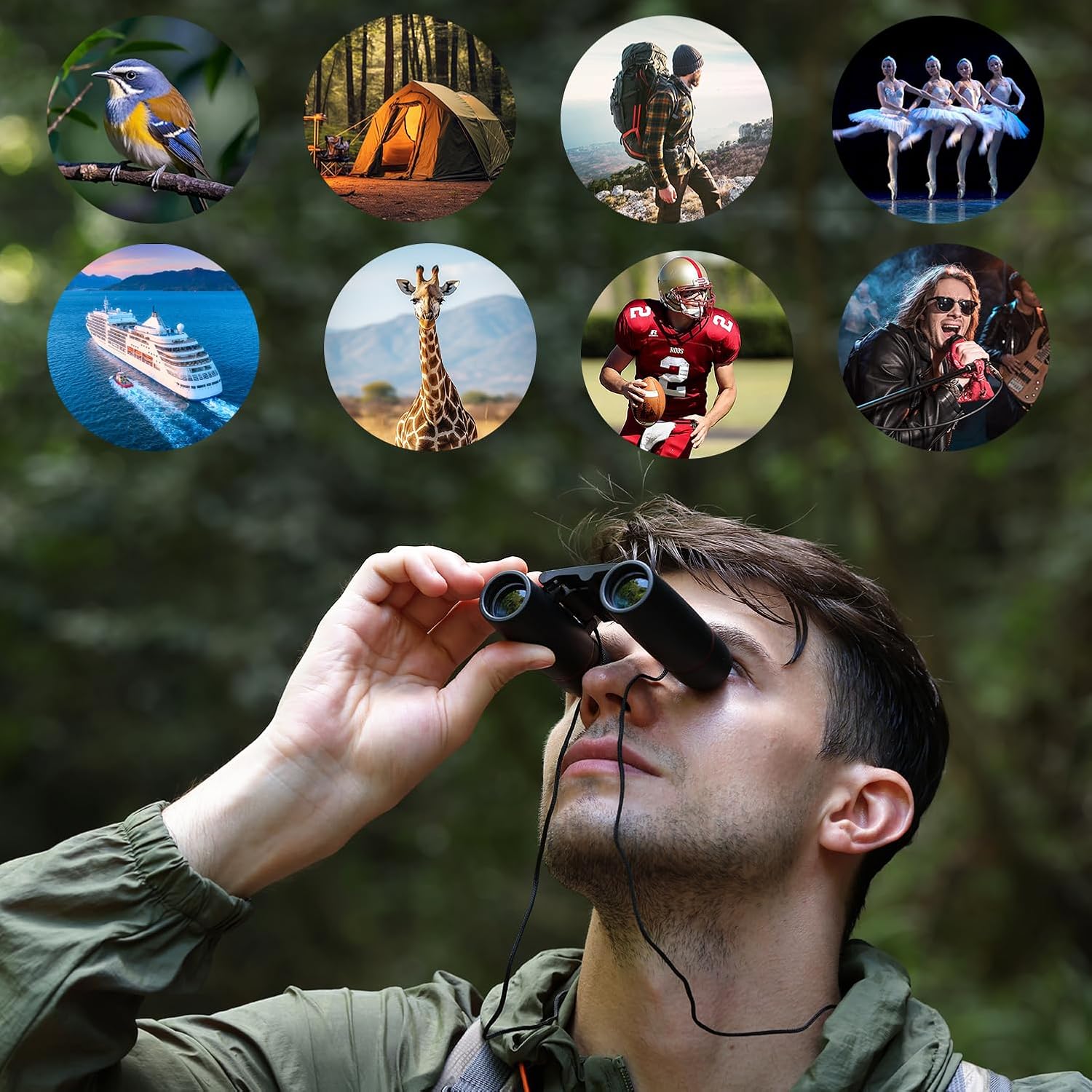 Binoculars 30x60 Zoom Outdoor Travel Compact Folding Telescope