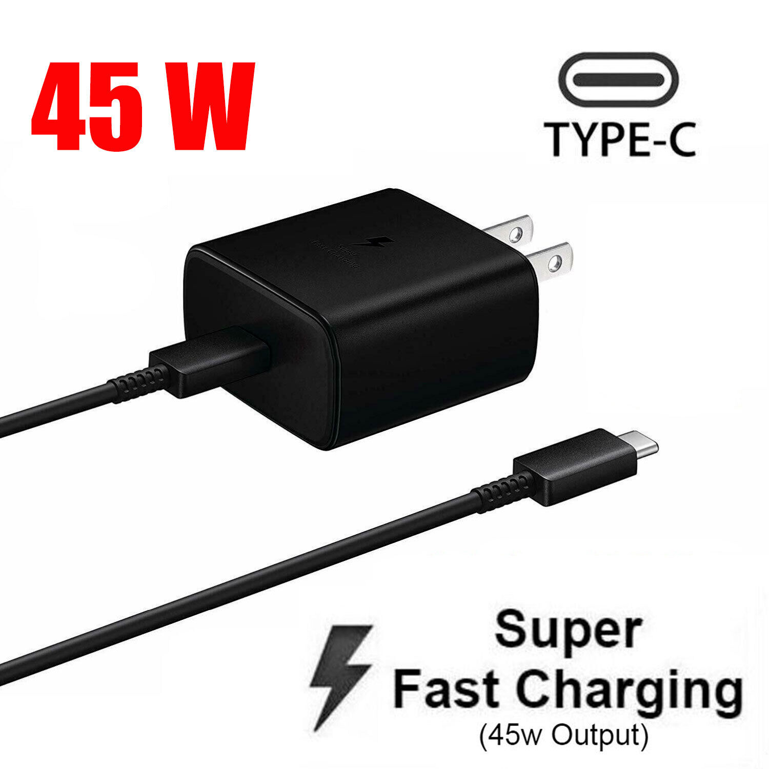 SGNics SGN845 45W USB C Super Fast Charger for Samsung Galaxy S23 S23+ S23  Ultra Super Fast PPS Wall Charger with 6ft USB C Cable - Black
