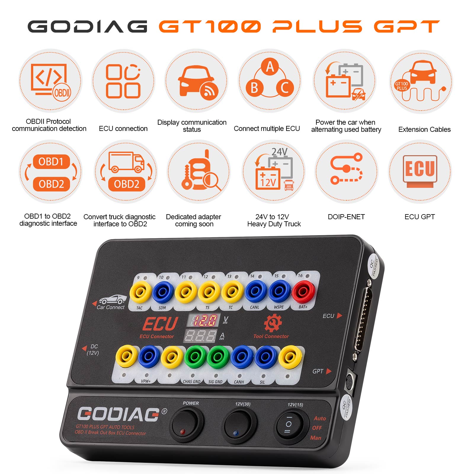 GODIAG GT100 PLUS GPT ENET DOIP AUTO TOOLS OBD2 Break Out Box E-CU