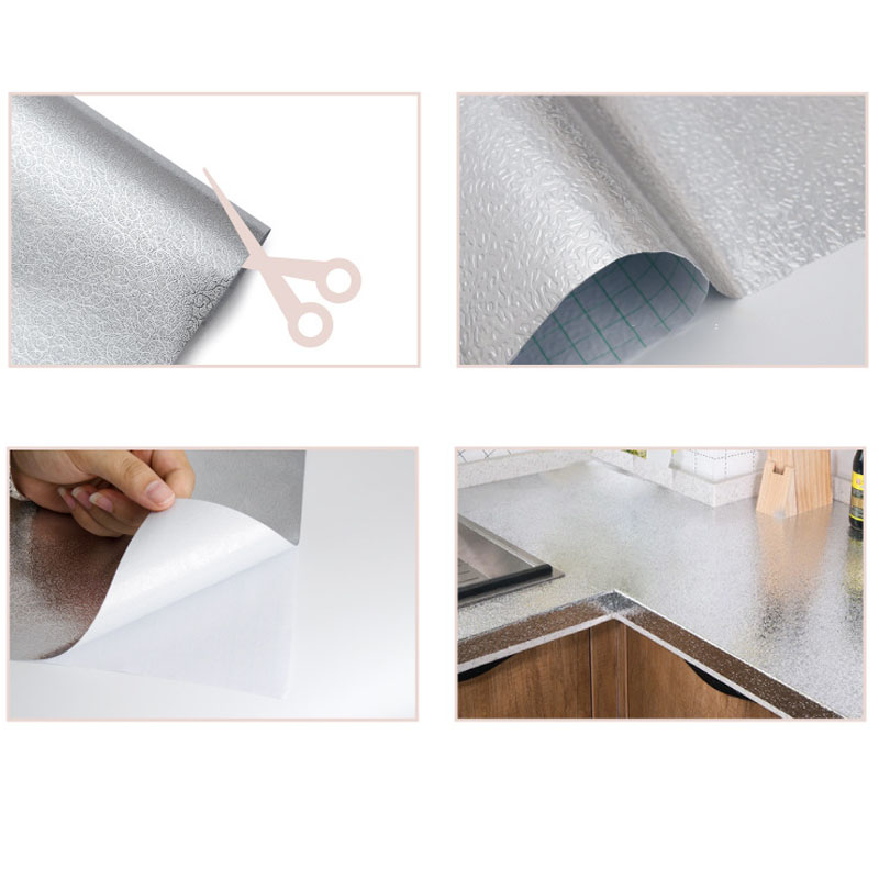 Self Adhesive Waterproof Oil Proof Aluminum Foil Sticker Roll Kitchen