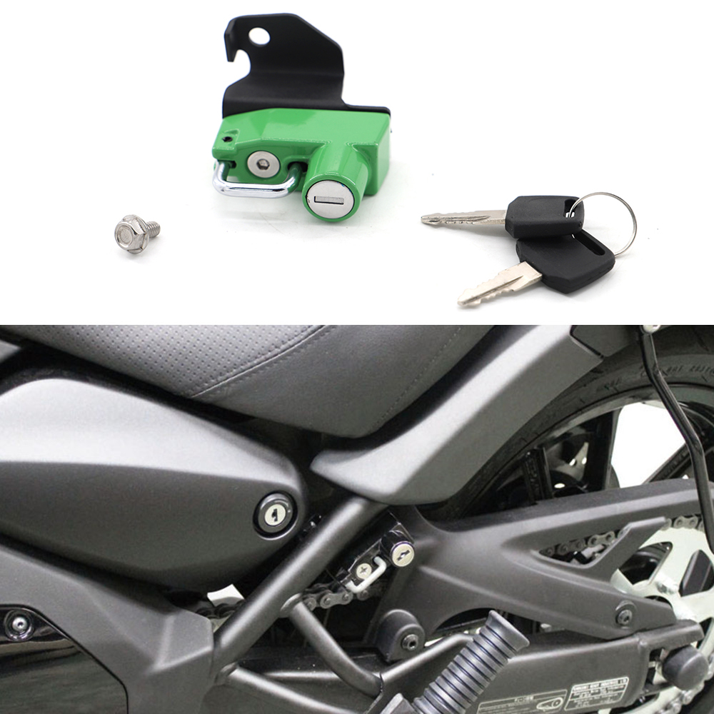 Motorcycle Helmet Lock with Keys Anti-Theft For Kawasaki Z125//Pro 2016 and later Red