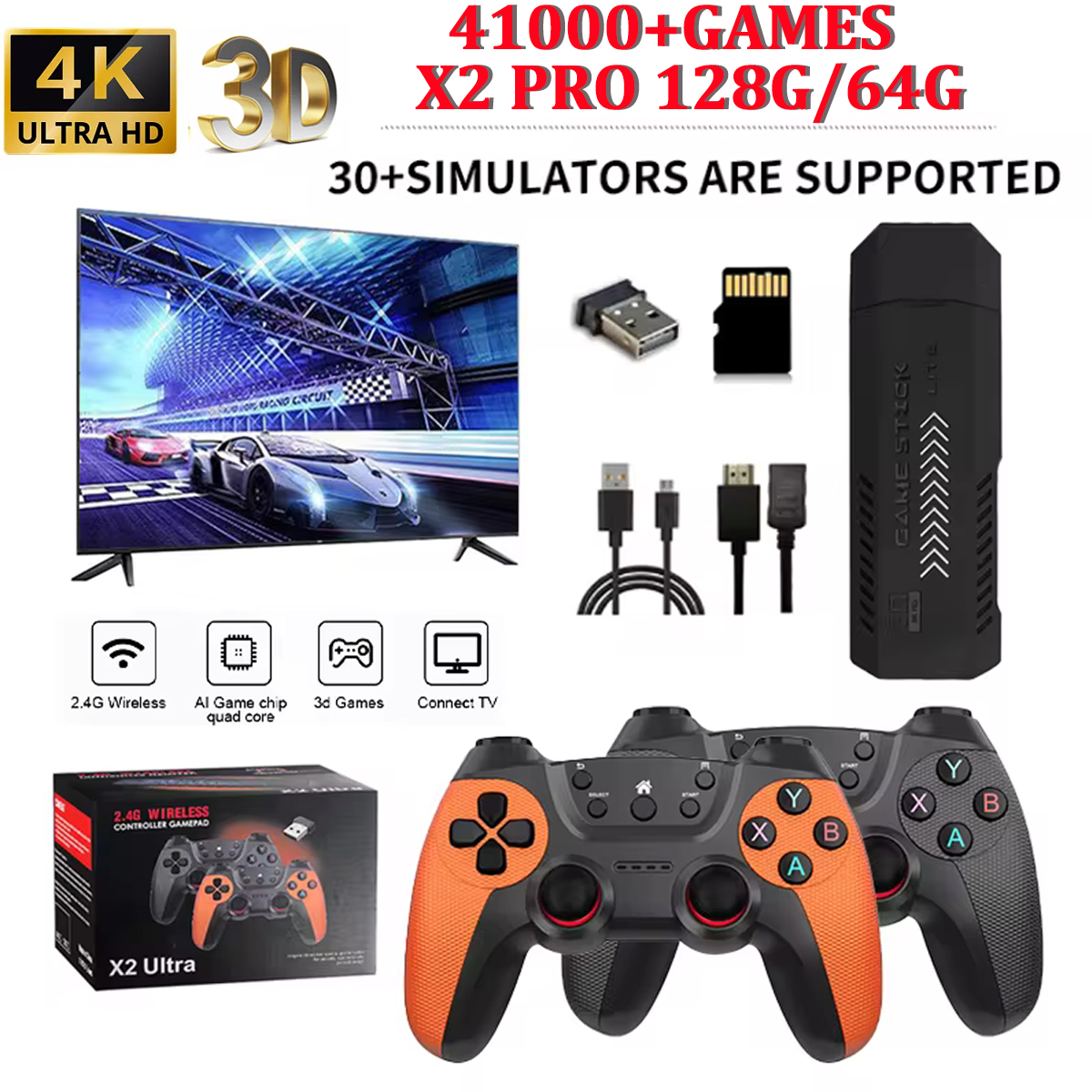 X2 4K Retro Game Stick, console HD per videogiochi