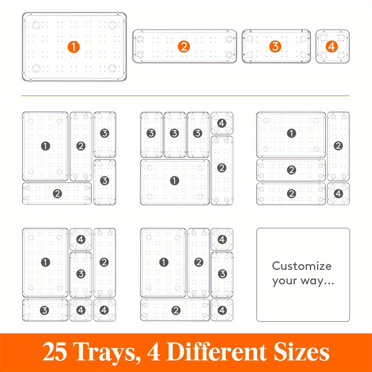 Clear PET storage tray set — view 1
