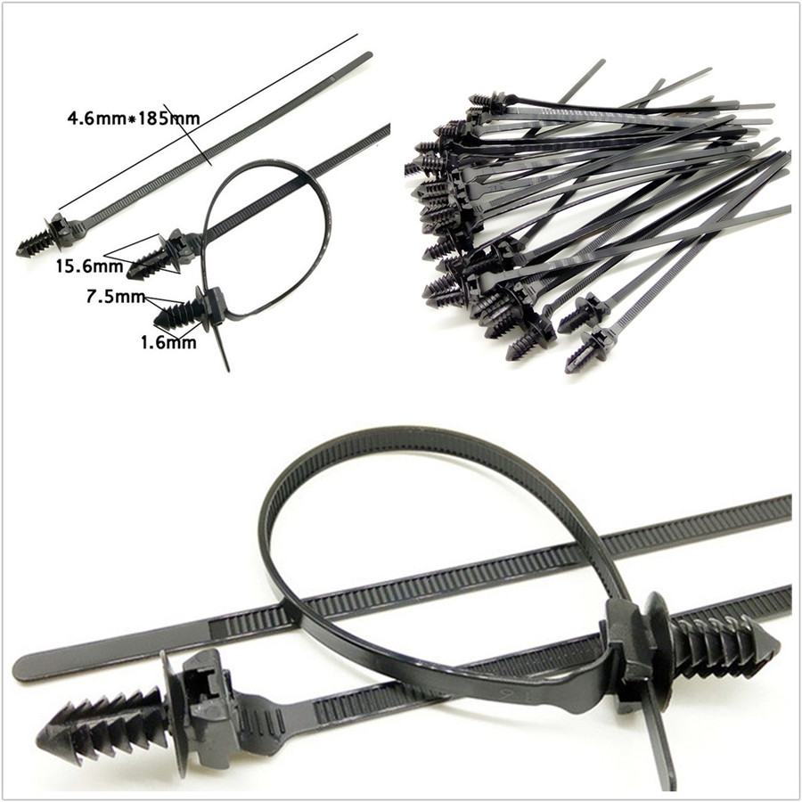 50 X Nylon Car SUV Tie Wrap Cable Fastening Clips Selflocking Bundled