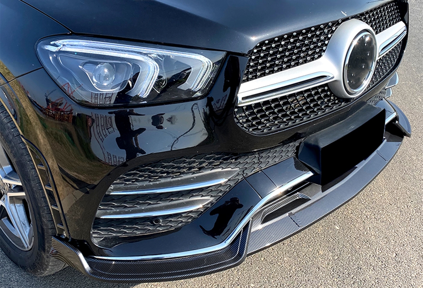 For Benz GLE W167 C167 2020-2023 Front Bumper Spoiler Lip Carbon
