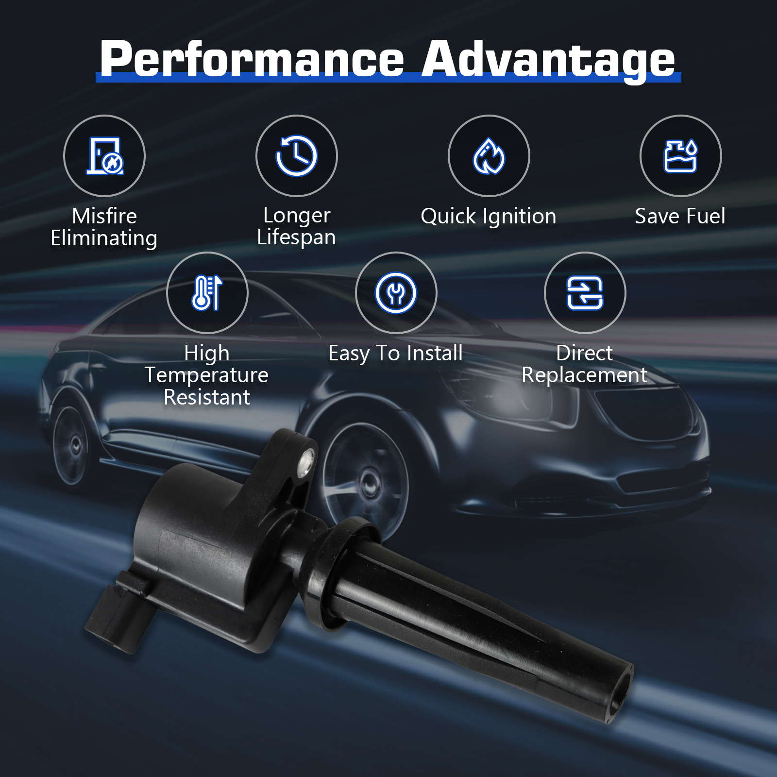 thumbnail image 2 of 4 Ignition Coils + 4 Iridium Spark Plugs Kit For Ford Focus Escape Mazda 3 2.0L 2.3L (FD505) 2 of 5