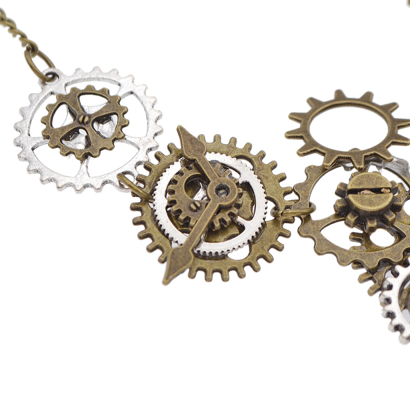 Steampunk Gothic Gear Clock Pendant Chain Necklace Retro Style Jewelry