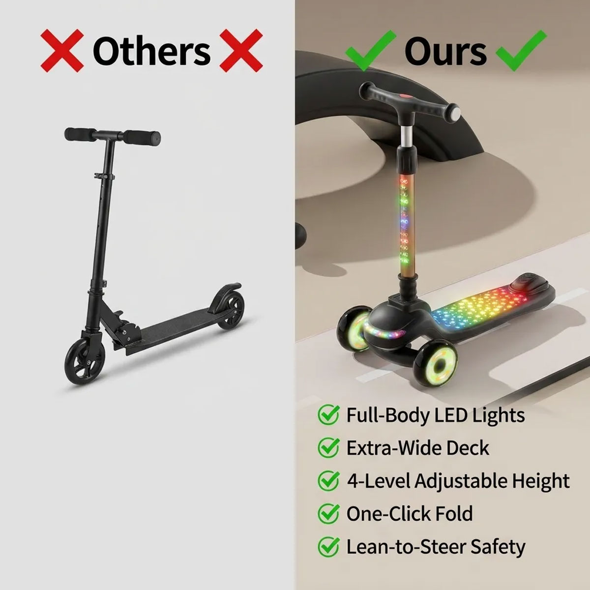 Coffee colour LED scooter