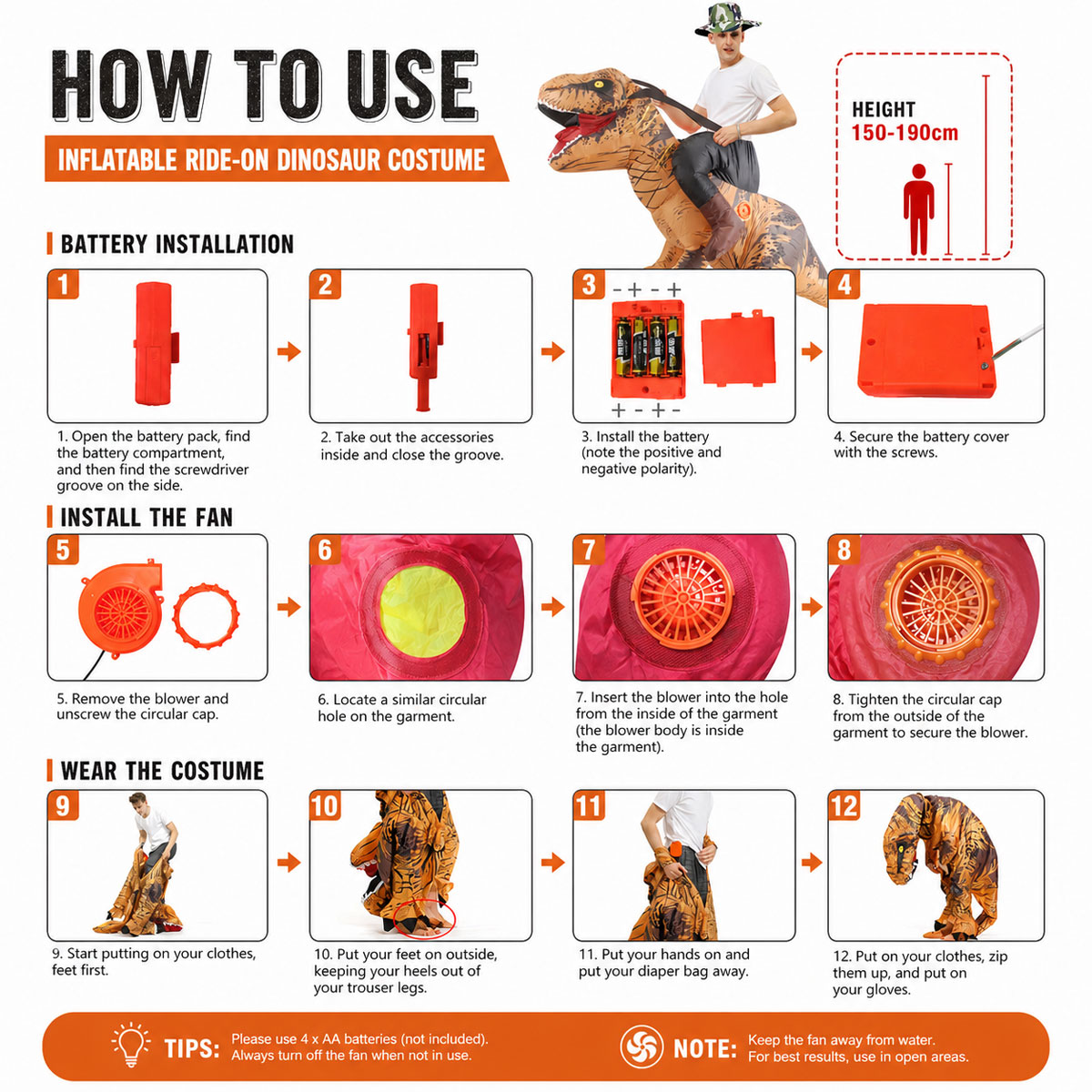 T-Rex inflatable costume product view 17