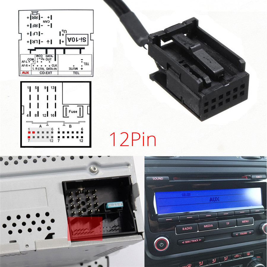 12 Pin Car Bluetooth Receiver Module AUXin Adapter For