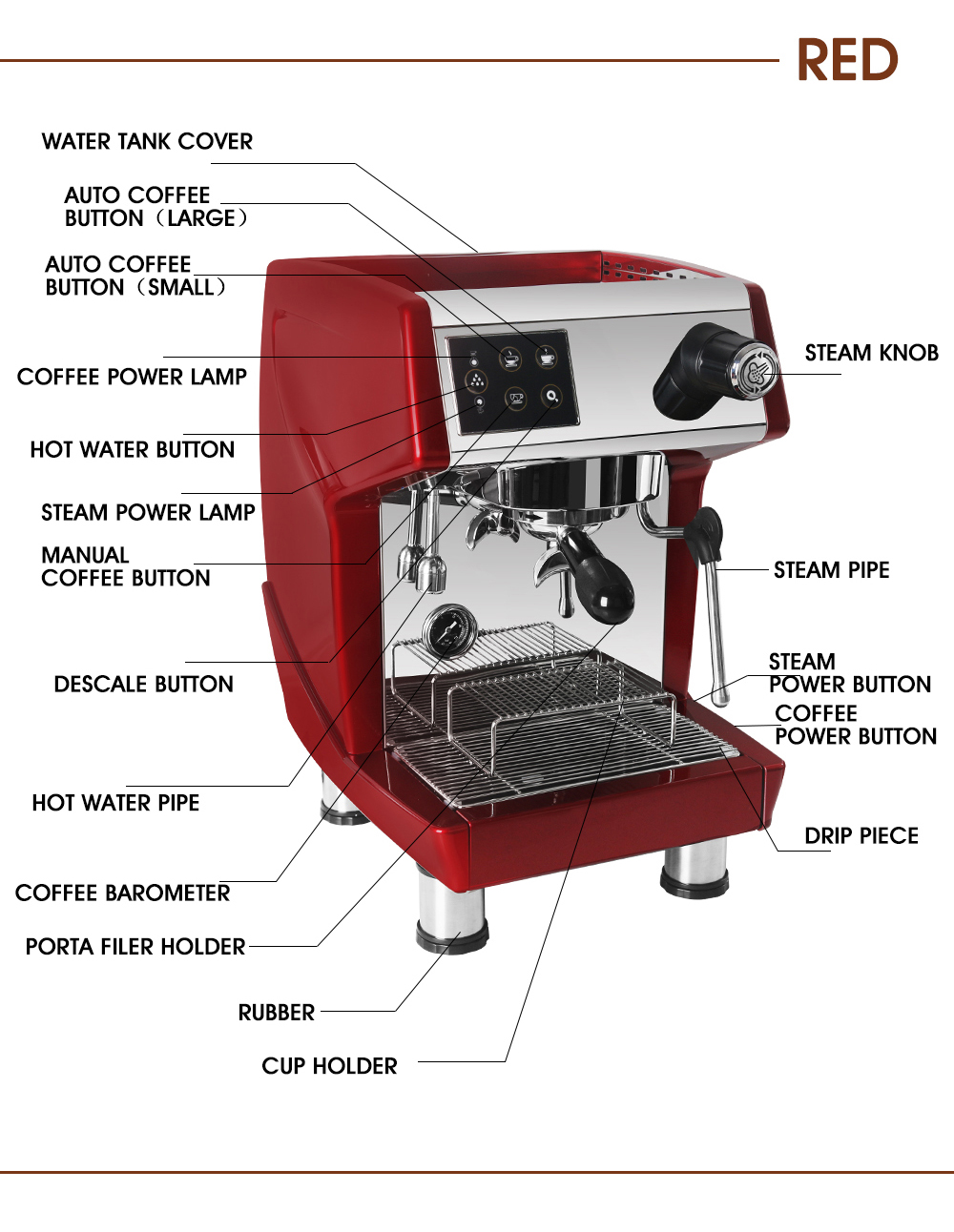 CRM3200D Professional Commercial coffee machine 15Bar professional Italian  coffee making machine 1.7L Espresso coffee maker 220v