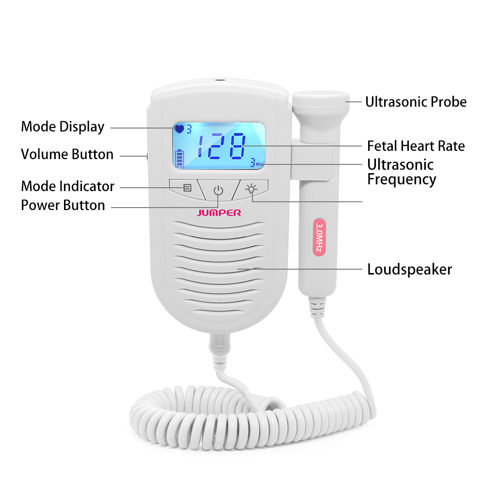 Jumper 3.0MHz Fetal Doppler Baby Sound Ampifier Heartbeat Monitor FDA