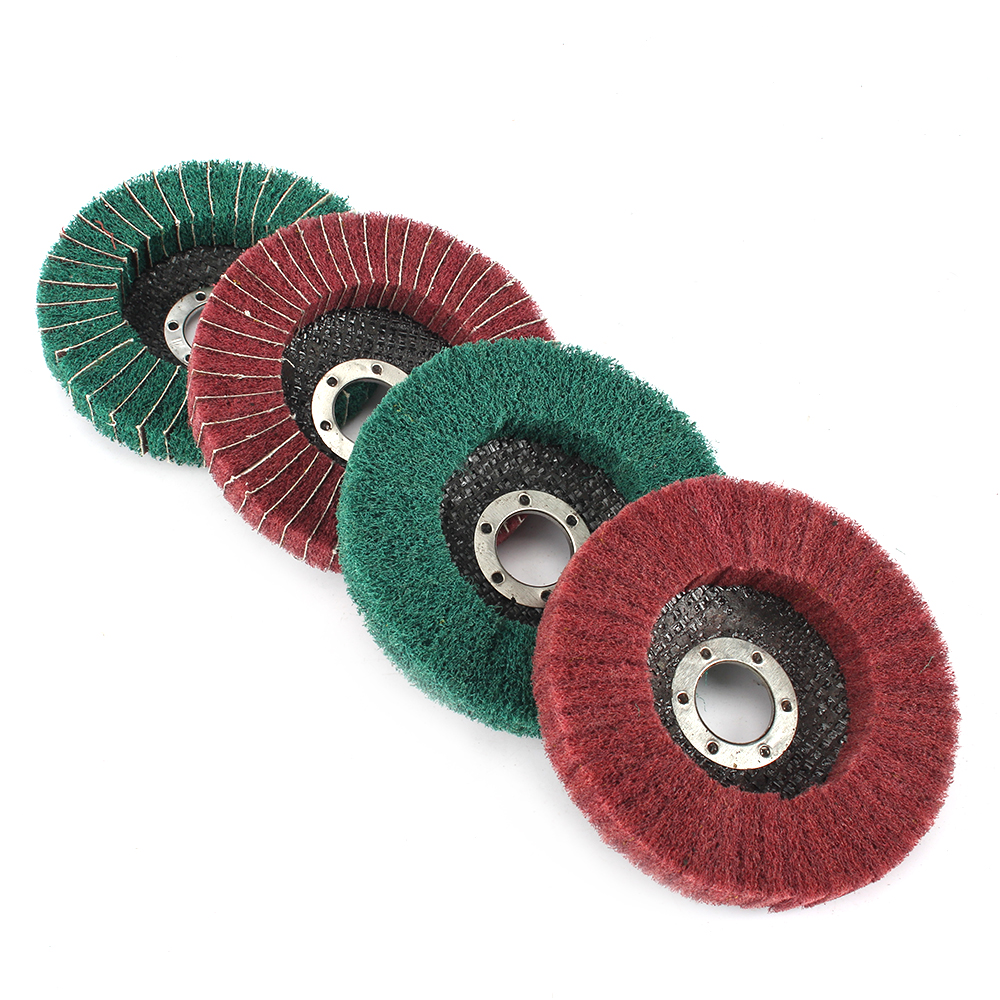 4Pcs 4.5'' Nylon Fiber Flap Wheel Abrasive Disc Scouring Pad For Angle