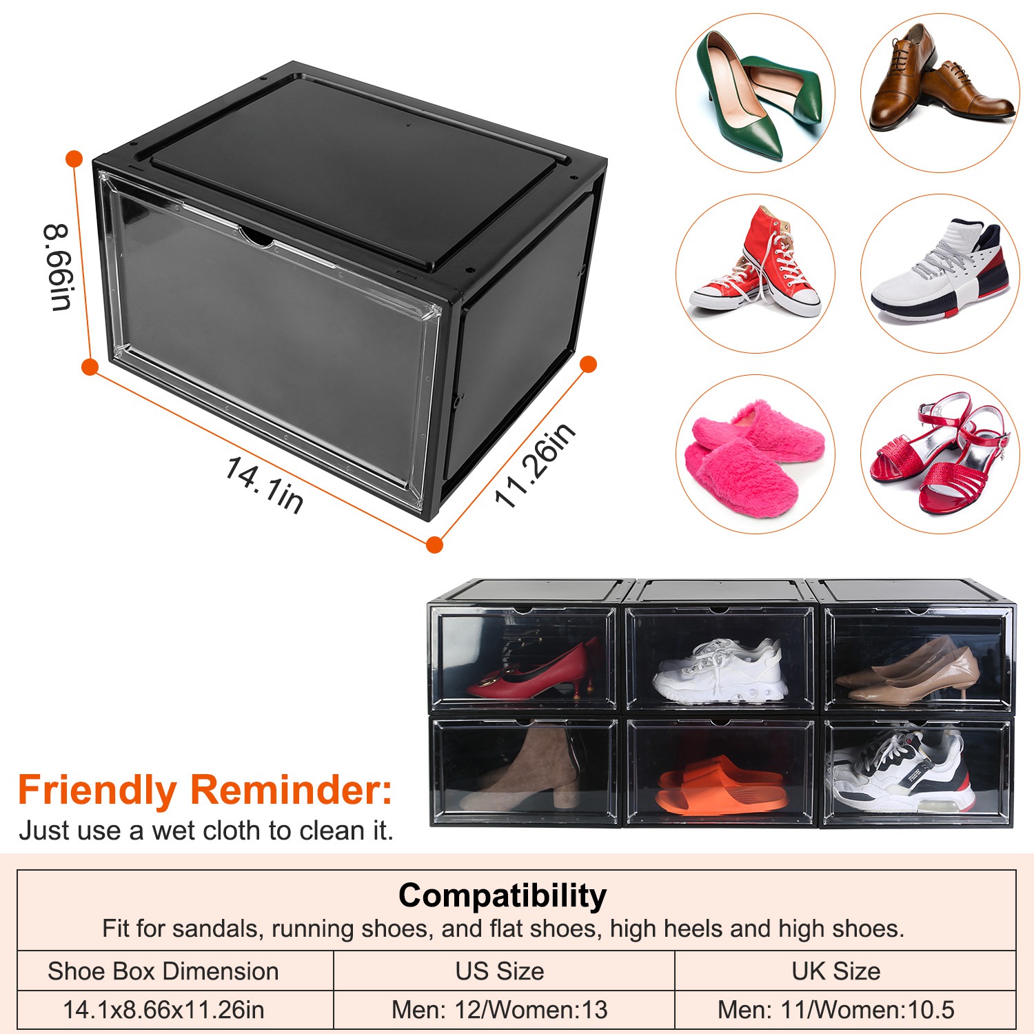 NEIGHBORHOOD WIND AND SEA スニーカーケース 6/12PC Magnetic Sneaker Storage Box Side Open Shoe Organizer