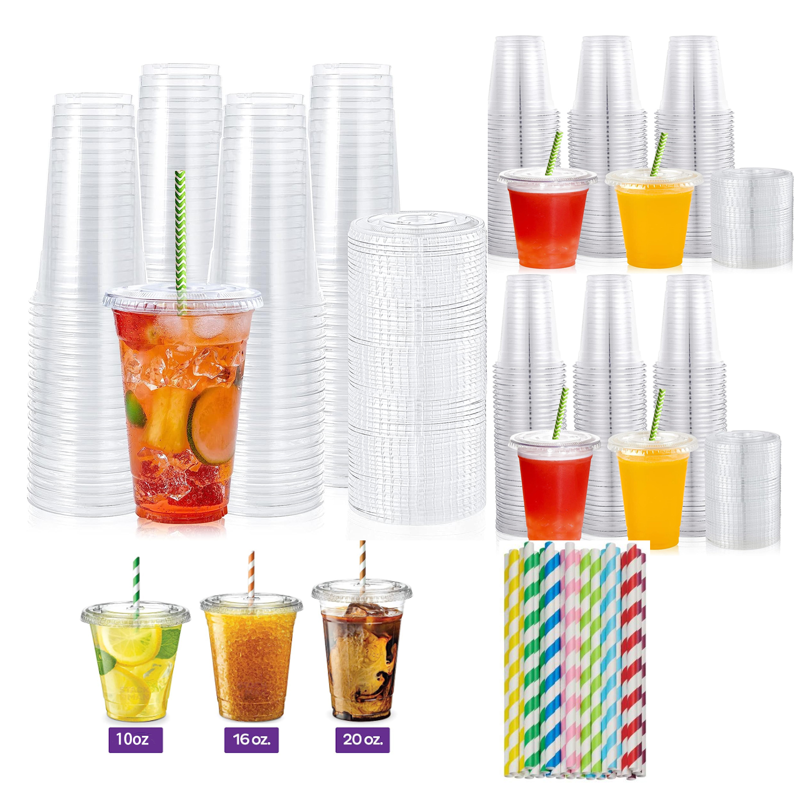 100pcs Disposable Plastic Cups Large 16 oz Cup Cold Party Cups premium,  Durable