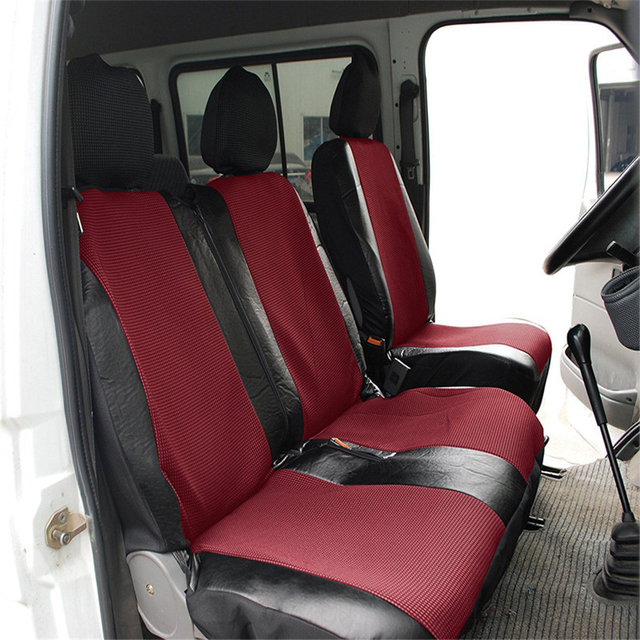 1 2 Seat Cover Artificial Leather For Transporter Van Truck Interior The Double Seat Has A Zipper For Belt Back Of Front Is Completely Covered