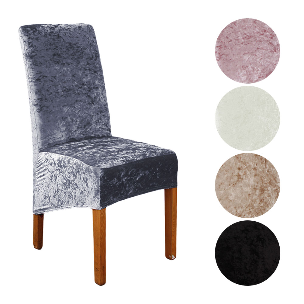 Universal Crushed Velvet Dining Chair Covers Protective Slipcover Home Decor UK